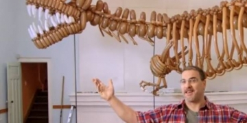 Esse cara fez um dinossauro gigante com bexiga de aniversário