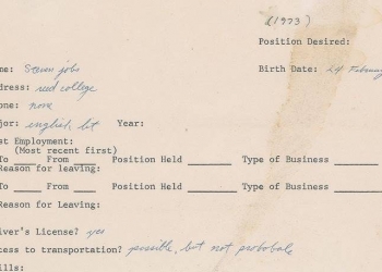 Primeiro currículo de Steve Jobs é leiloado por US$ 174 mil