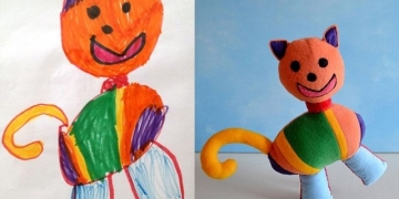 Ela criou um boneco inspirado num desenho do filho e fez sucesso