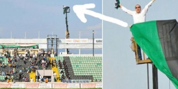 Esse cara foi banido do estádio mas alugou um guindaste para assistir o jogo